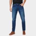 Men's Blue Slim Fit Washed Jeans, Dark Blue, small