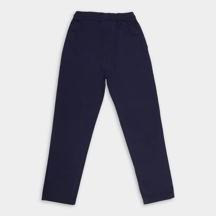 Boys' Deep Navy Blue Regular Fit Elastic Waist Trousers, Navy Blue, large image number null