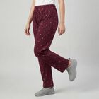Women's Wine Regular-fit Heart Printed Pyjama, Wine, small