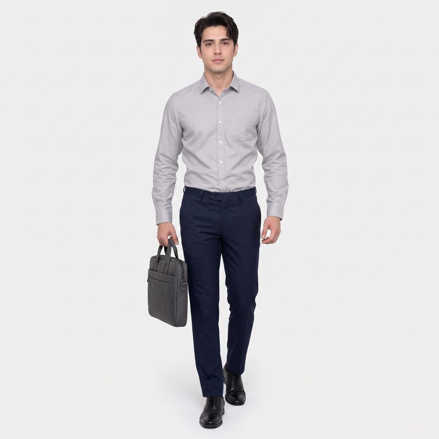 Men's Grey Spread Collar Formal Shirt, हल्का ग्रे, large