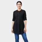 Women's Black V-Neck Printed Kurti, Black, small