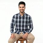 Men's Navy Blue Cotton Casual Shirt, Navy Blue, small