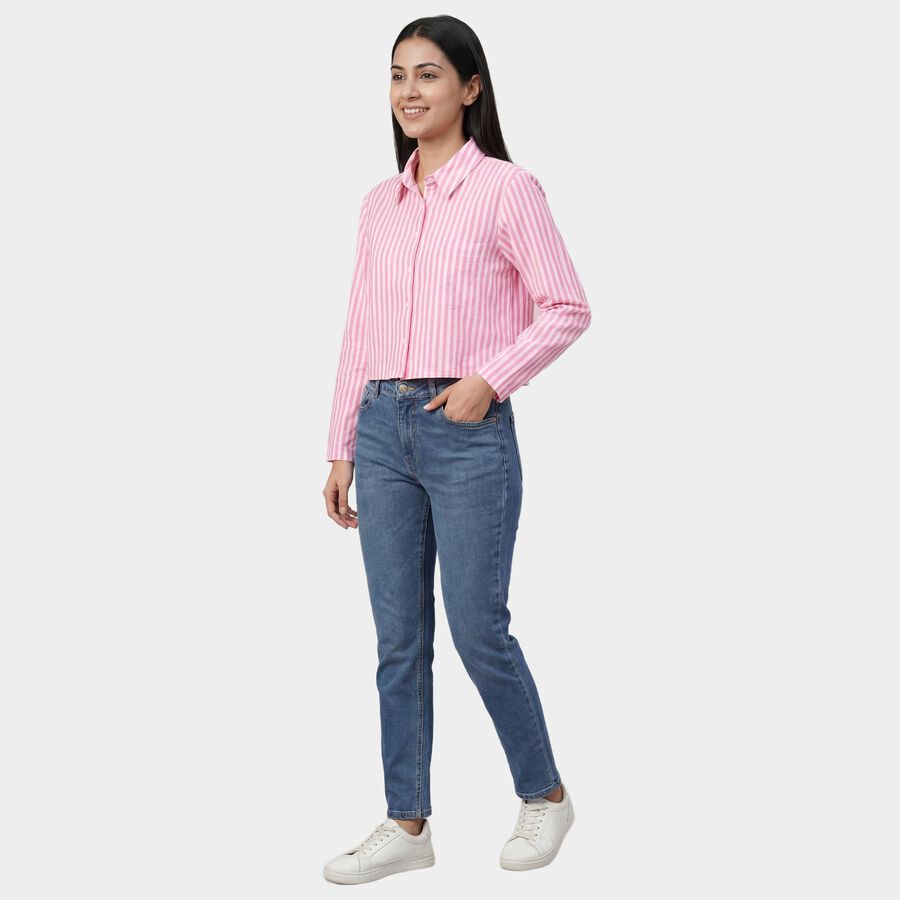 Women's Pink Classic Collar Classic Shirt, Pink, large