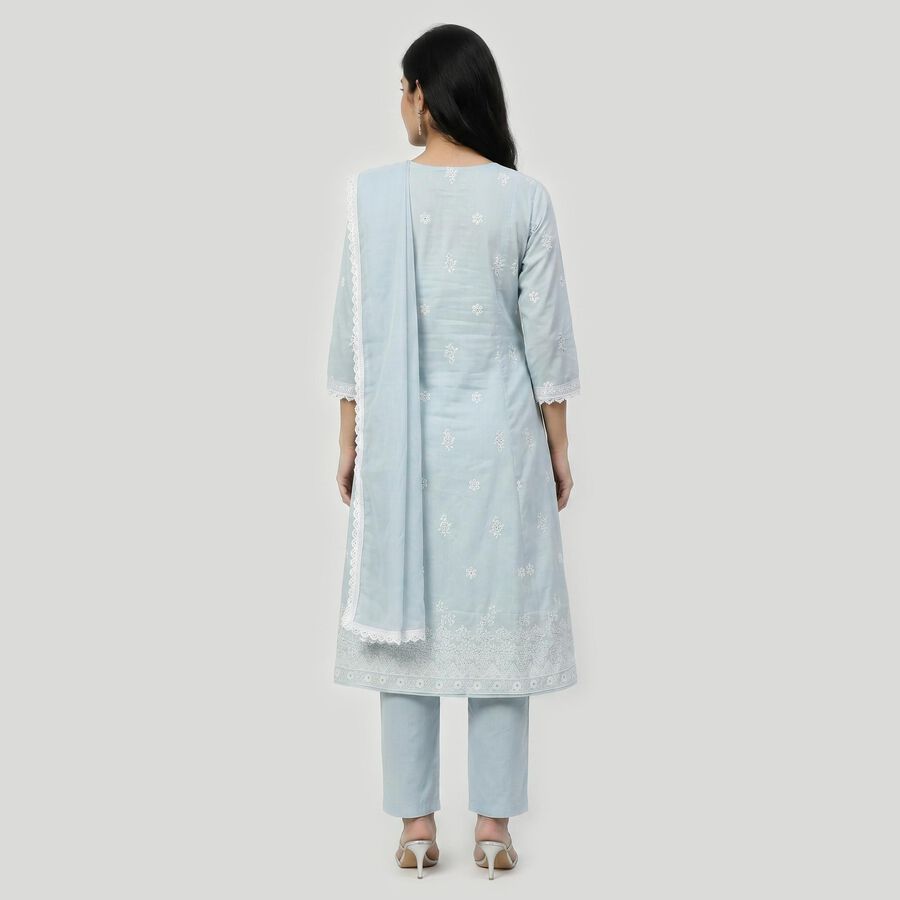 Women's Light Blue Embroidered Ethnic Set, हल्का नीला, large