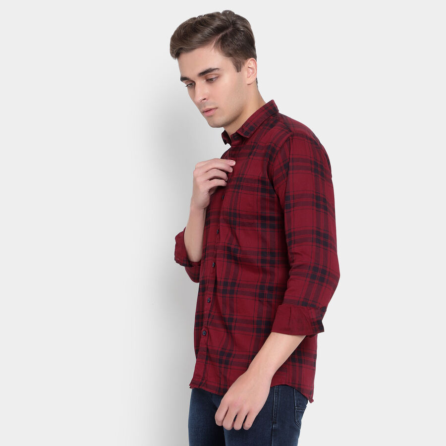 Checks Cotton Casual Shirt, Maroon, large image number null