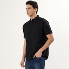 Men's Jet Black Classic Slim Fit Casual Shirt, Black, small