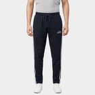 Men's Navy Blue Regular Fit Drawstring Track Pants, Navy Blue, small
