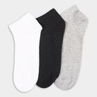 Men's White, Charcoal Black and Light Heather Gray Cotton Blend Ankle Socks, Charcoal, small image number null
