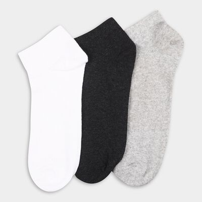 Men's White, Charcoal Black and Light Heather Gray Cotton Blend Ankle Socks