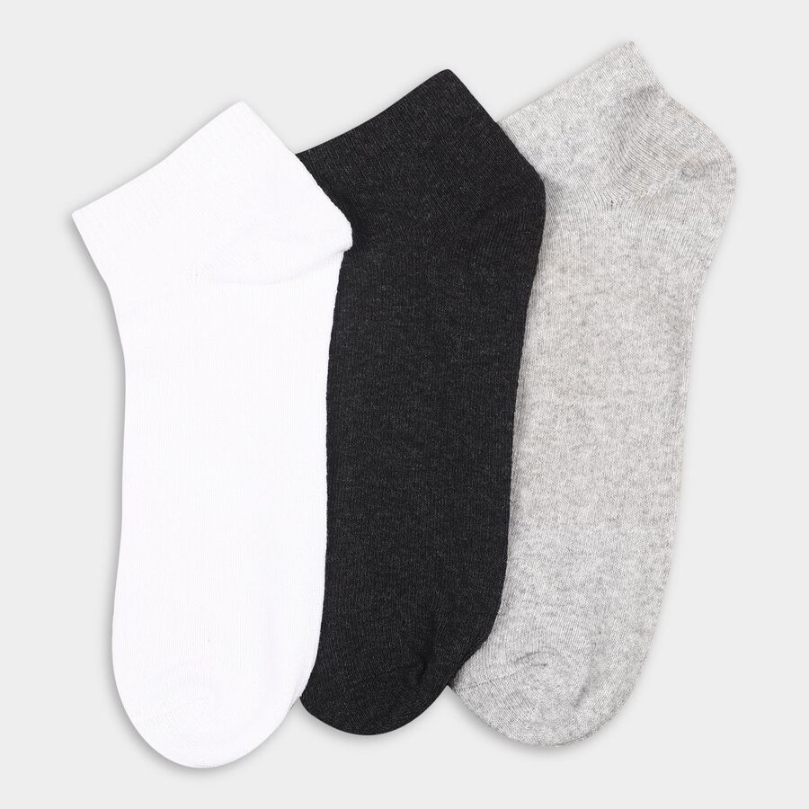 Men's White, Charcoal Black and Light Heather Gray Cotton Blend Ankle Socks, Charcoal, large image number null