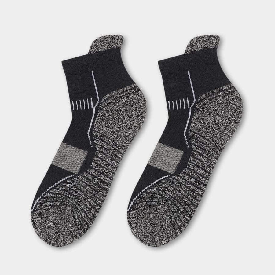 Men's Black and Gray Regular Fit Ankle-Length Socks Pack of 3, नेवी ब्लू, large image number null