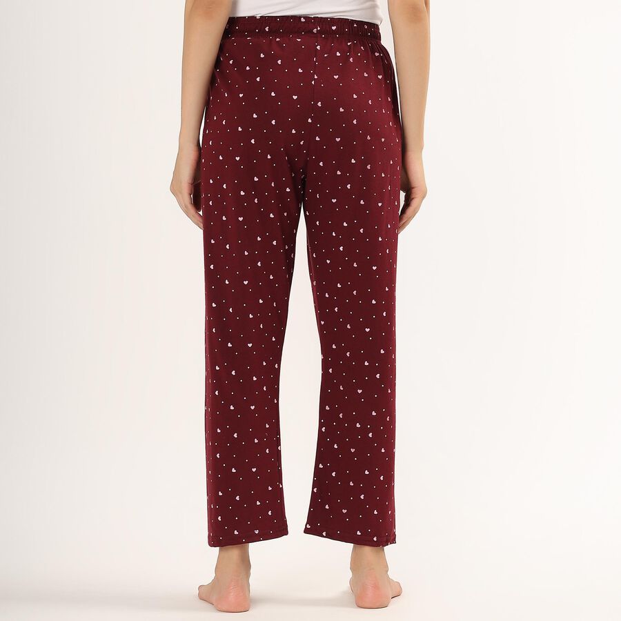 Women's Deep Maroon Printed Elastic Waist Pyjama, Wine, large image number null