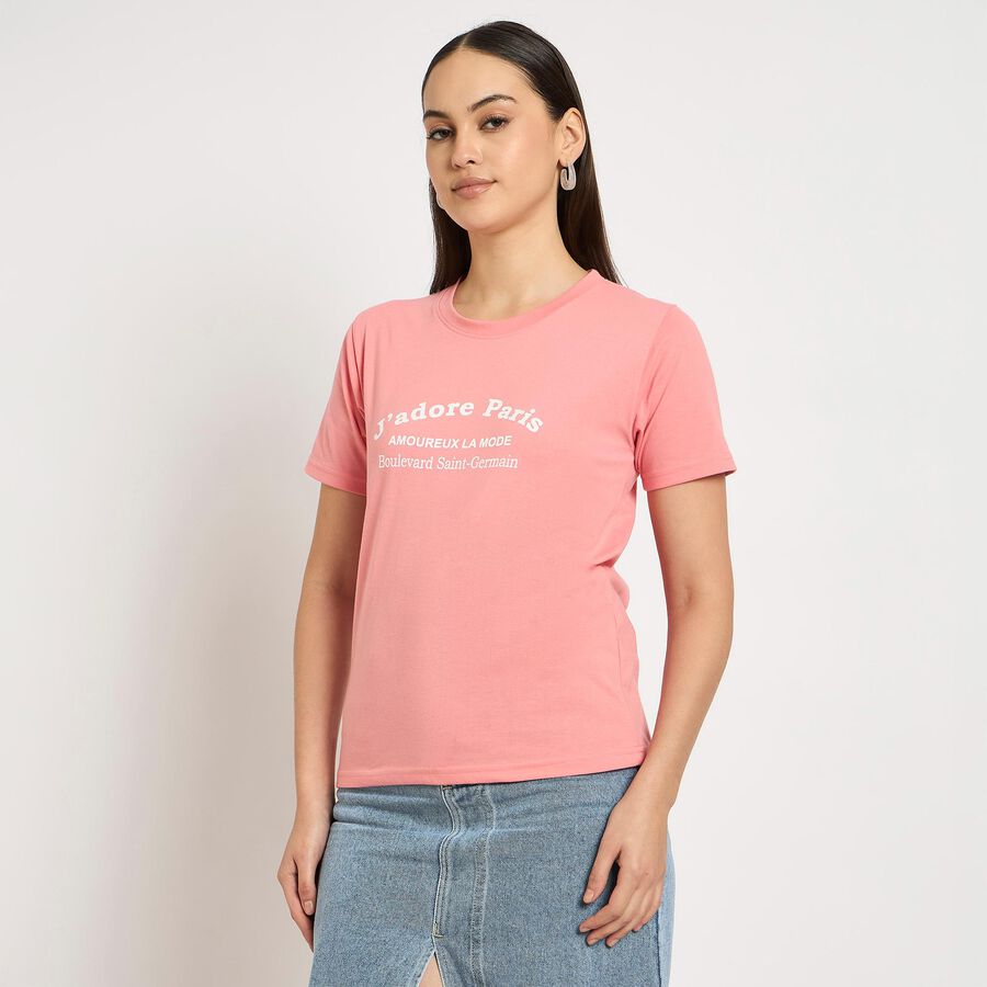 Ladies' Round Neck T-Shirt , Pink, large image number null
