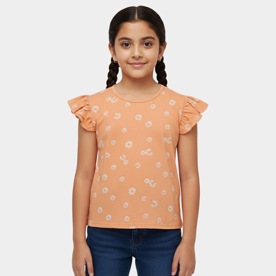 Girls' T-Shirt, मूँगा (कोरल), large