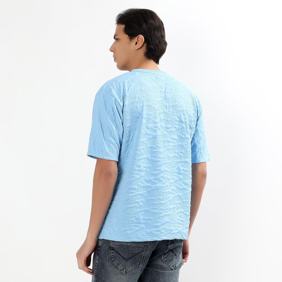 Men's Light Blue Crew Neck Athleisure T-Shirt, Light Blue, large