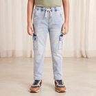 Boys Light Blue Cargo Fit Washed Jeans, Light Blue, small