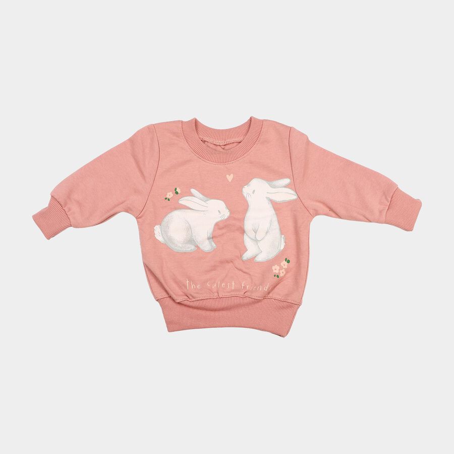 Infants' Pink Round Neck Graphic Pullover Sweatshirt, Light Pink, large
