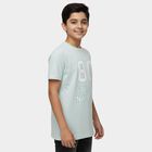 Boys Green Round Neck Casual T-Shirt, Light Green, small