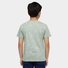 Boys Green Round Neck Graphic Printed T-Shirt, Light Green, small
