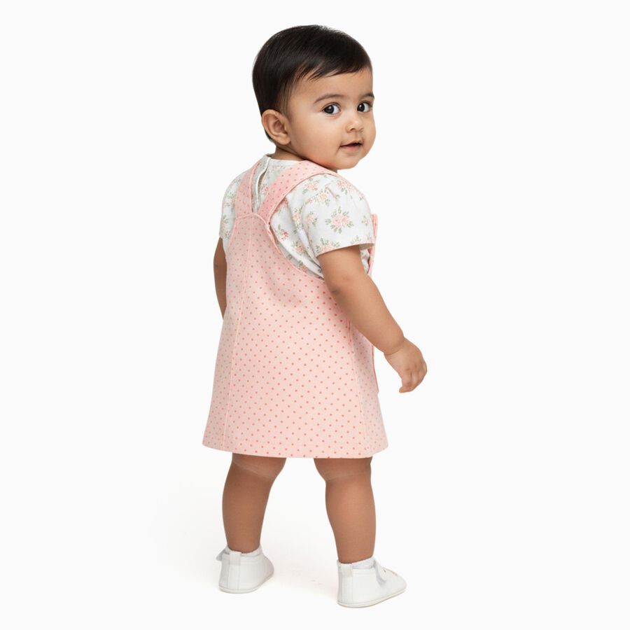 Infants' Light Pink Cotton Puff Sleeve Top and Polka Dot Skirt Set, Light Pink, large