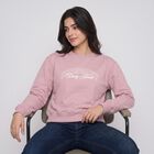 Women's Lilac Crew Neck Graphic Print Pullover Sweatshirt, लाइलेक, small