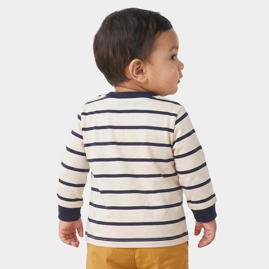 Infants Navy Blue Cotton Crew Neck Regular T-Shirt, Navy Blue, large