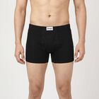 Men's Black Regular Fit Solid Trunks, काला, small