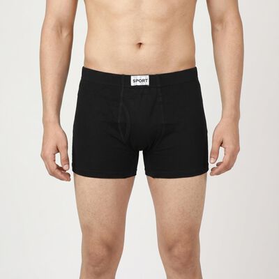 Men's Black Regular Fit Solid Trunks