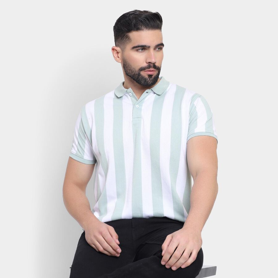 Men's Collared Half Sleeves T-Shirt , हल्का हरा, large image number null