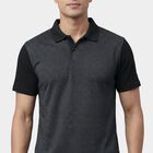 Men's Black Round Neck Athleisure T-Shirt, काला, small