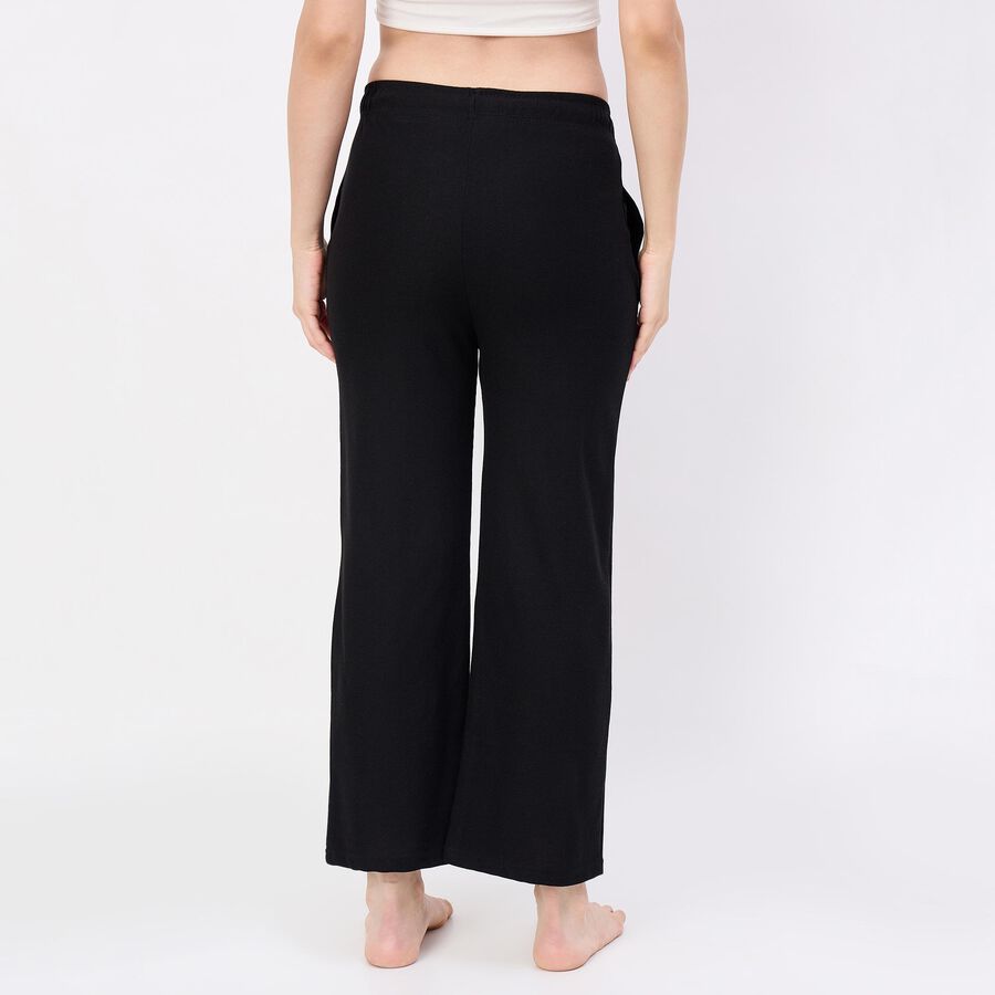 Women's Dark Black Regular Fit Star Printed Pyjama, काला, large