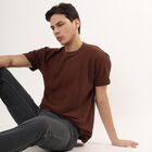 Men's Round Neck Half Sleeves T-Shirt , Brown, small image number null