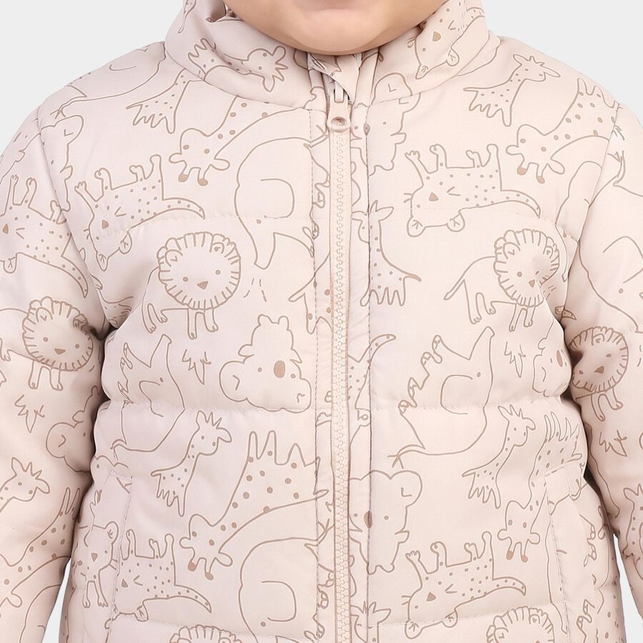 Infants' Beige Stand Collar Puffer Jacket, गहरा पीला, large