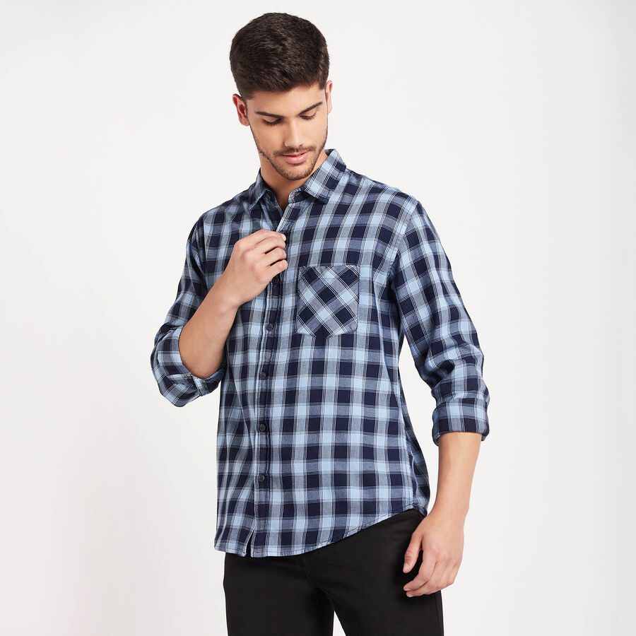 Checks Casual Shirt, Dark Blue, large image number null