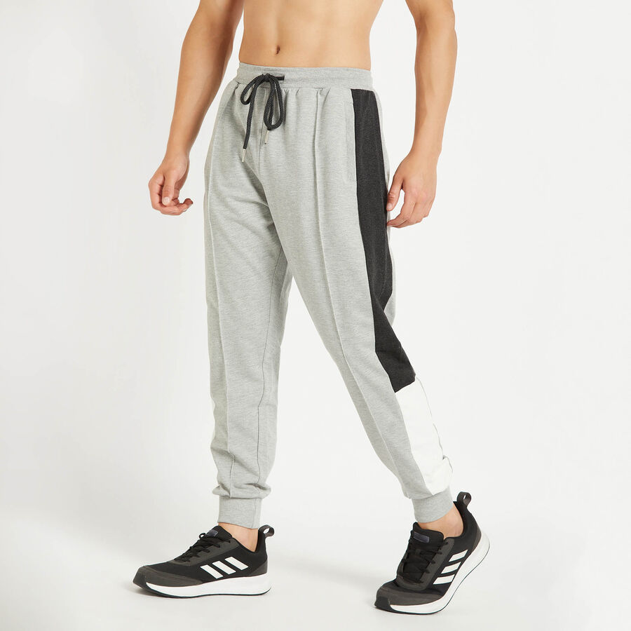 Cut & Sew Track Pants, Melange Mid Grey, large image number null