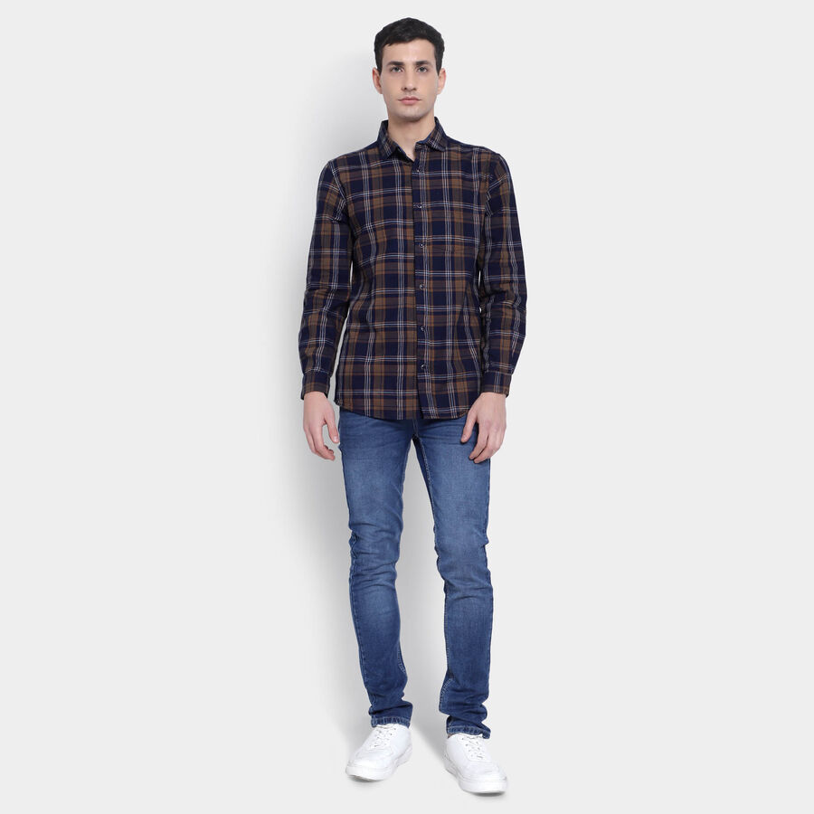 Cotton Checks Casual Shirt, भूरा, large image number null
