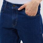 Men's 100% Cotton Jeans, Dark Blue, small