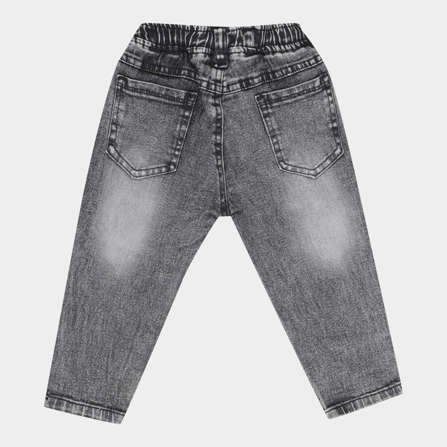 Infants Heavy Wash with Embroidery Rib Waist Jeans, Light Grey, large image number null