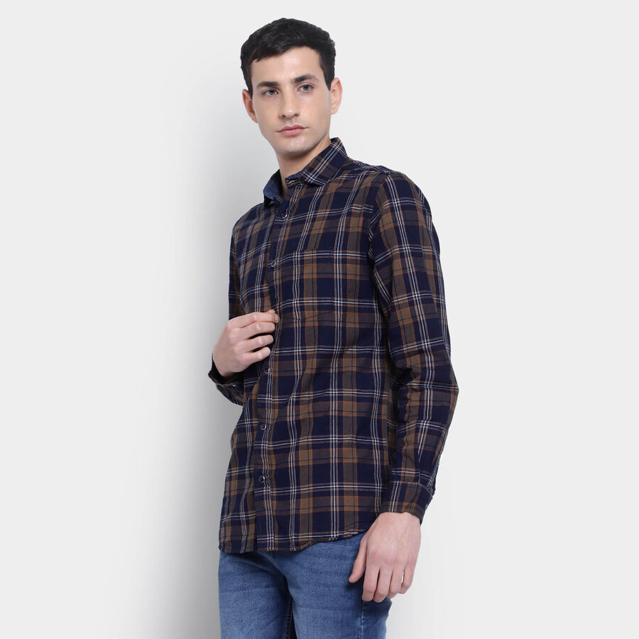 Cotton Checks Casual Shirt, भूरा, large image number null