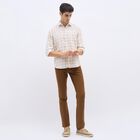 Men's Beige Cotton Classic Casual Shirt, Beige, small