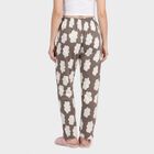 Women's Grey Straight Fit Cloud Printed Lounge Pyjama, गहरा ग्रे, small