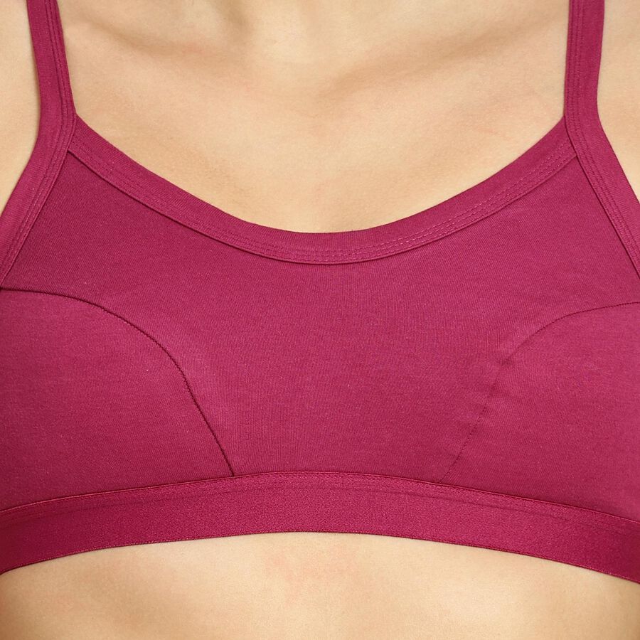 Ladies' Cotton Bra, Wine, large image number null