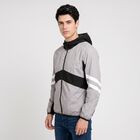 Men's Grey Hooded Windbreaker Jacket, हल्का ग्रे, small