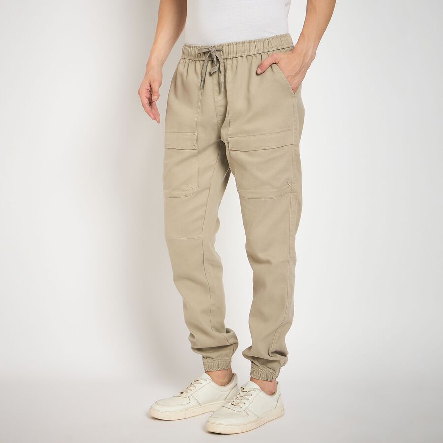 Men's Slim Fit Casual Trousers, हल्का ग्रे, large image number null