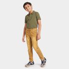 Boys' Khaki Jogger Fit Washed Jeans, खाकी, small