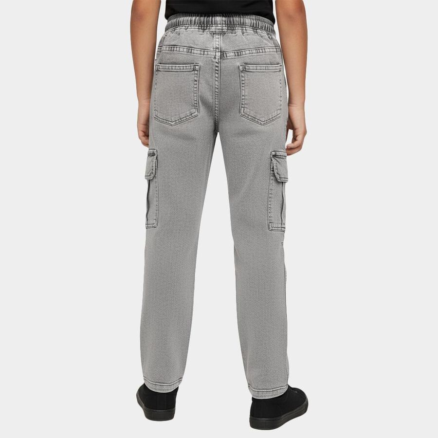 Boys' Faded Grey Relaxed Fit Cargo Jeans, Light Blue, large image number null