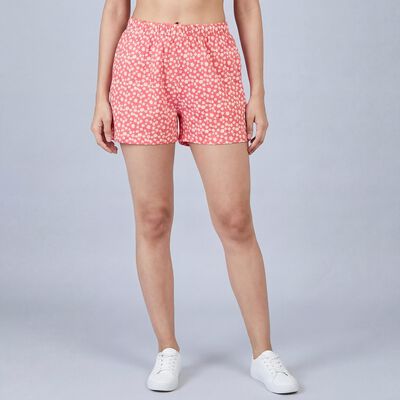 Women's Pink Regular Fit Drawstring Lounge Shorts