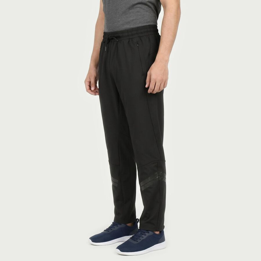 Men's Black Straight Fit Zip Pocket Track Pants, Black, large