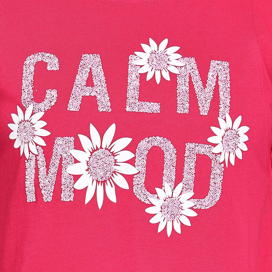 Ladies' 100% Cotton Round Neck T-Shirt , Fuchsia, large image number null