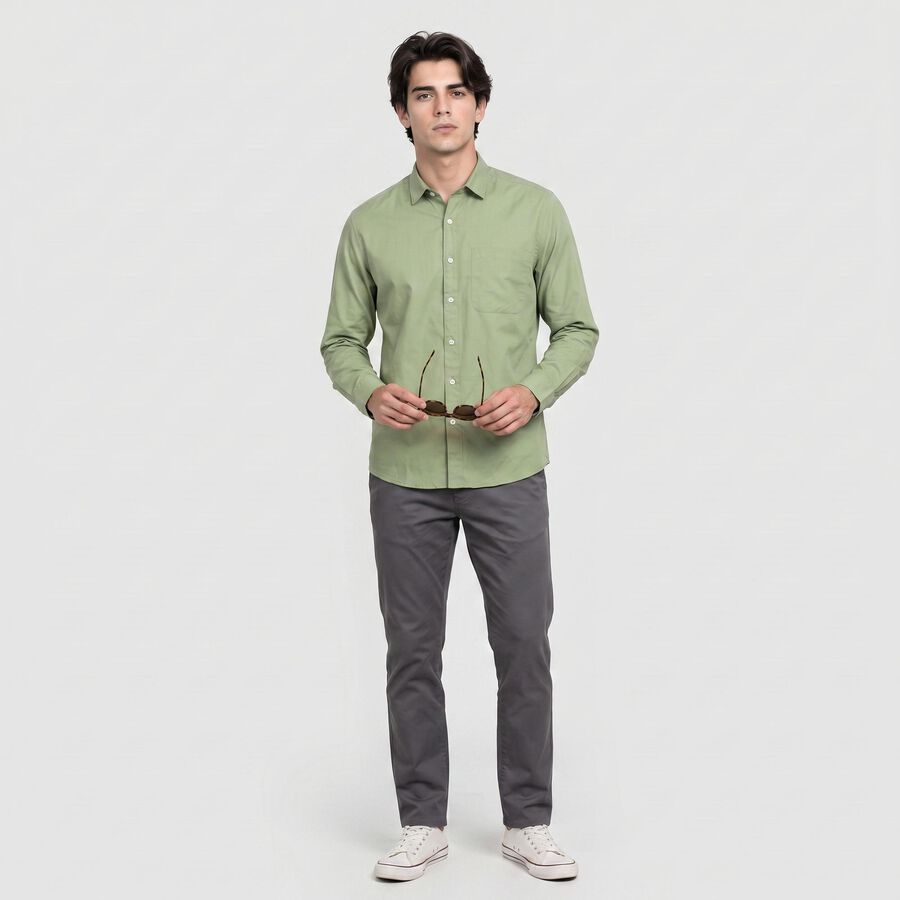 Men's Green Casual Shirt, Light Green, large